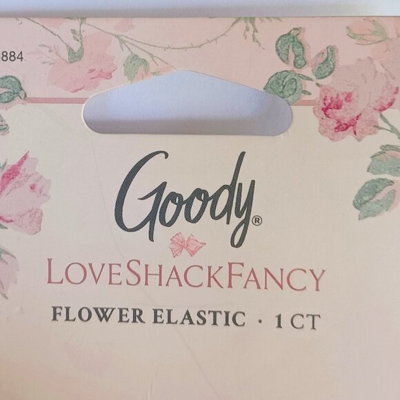 LoveShackFancy X Goody NWT Pink Rose Satin Hair Elastic - Picture 3 of 4